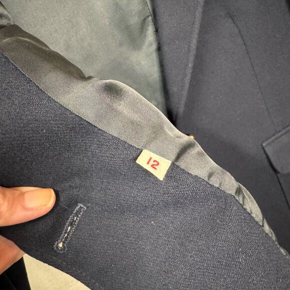 VINTAGE Wool Blazer Size M Navy Blue Academia Preppy Crest Gold School‎ Uniform - Picture 10 of 16